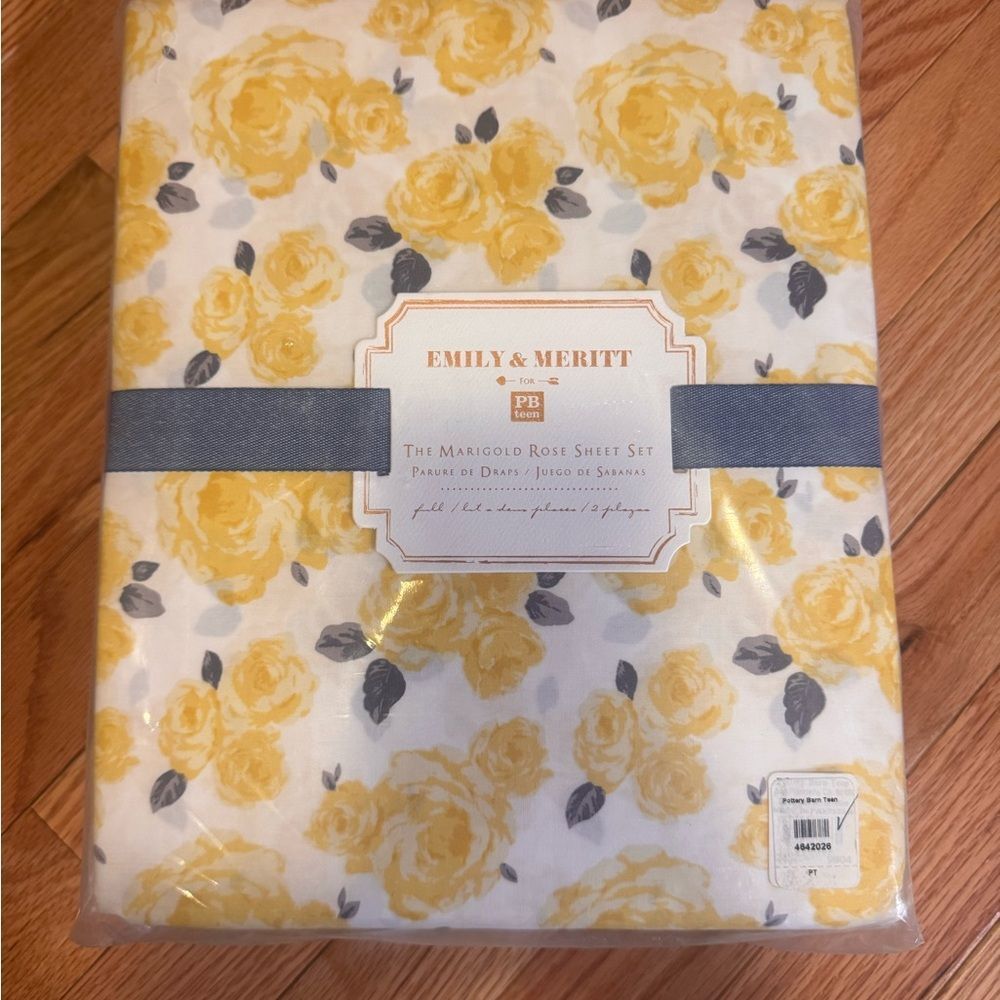 Pottery Barn Teen Yellow Rose Floral Full Sheet Set